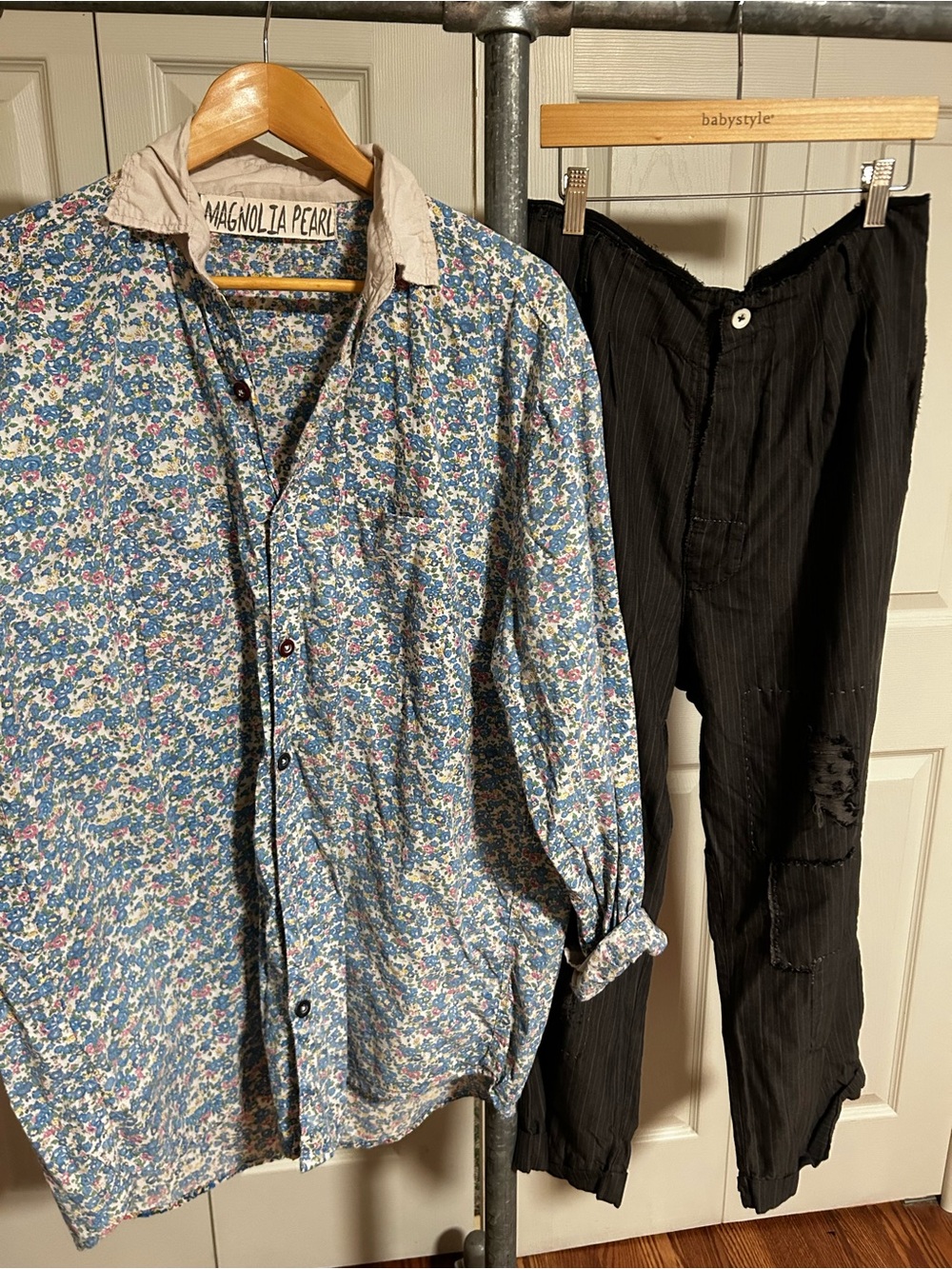 Magnolia Pearl floral shirt pinstripe pants bundle